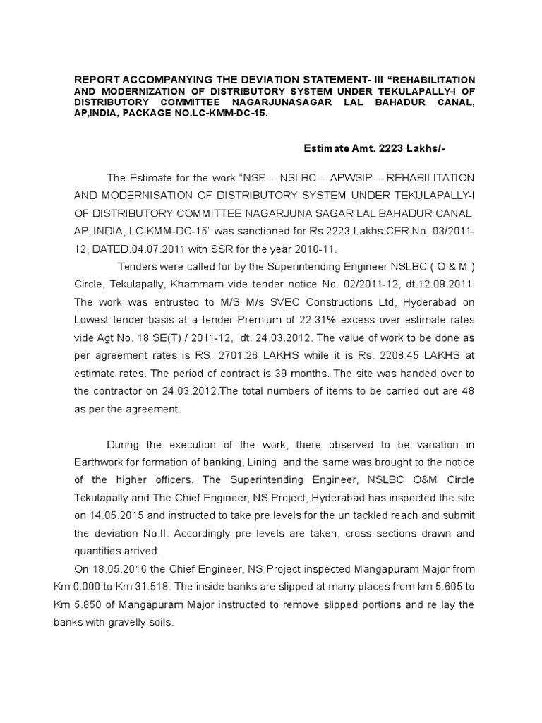 Accompanying The Deviation Statement-III, PKG-DC-15 | PDF | Business ...