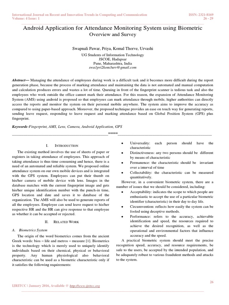 Android Biometric Attendance System | PDF | Biometrics | Fingerprint