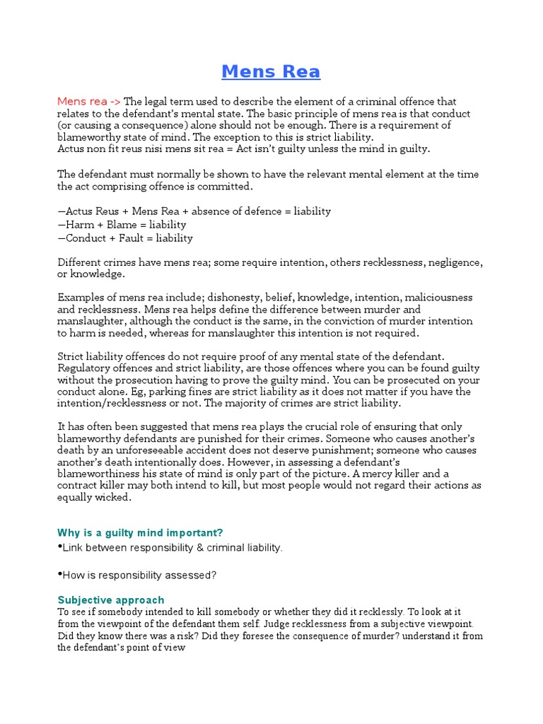 Mens Rea 1.doc Mens Rea Recklessness (Law)