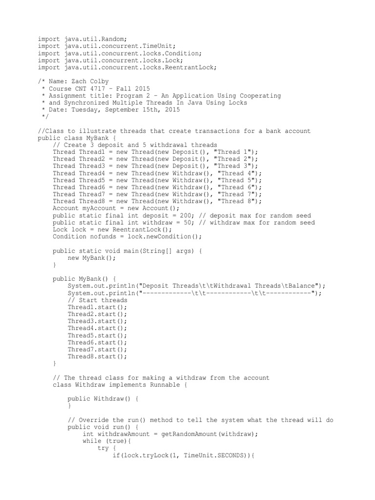 Bank | PDF | Thread (Computing) | Software Engineering