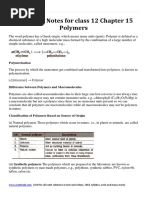 Download Chemistry Notes for class 12 Chapter 15 Polymers pdf by Asif SN335353730 doc pdf