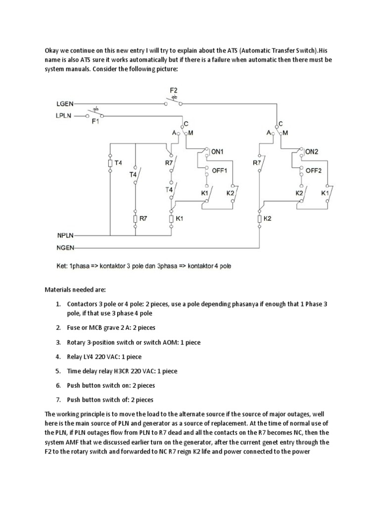 Simple ATS Diagram | PDF | Relay | Switch