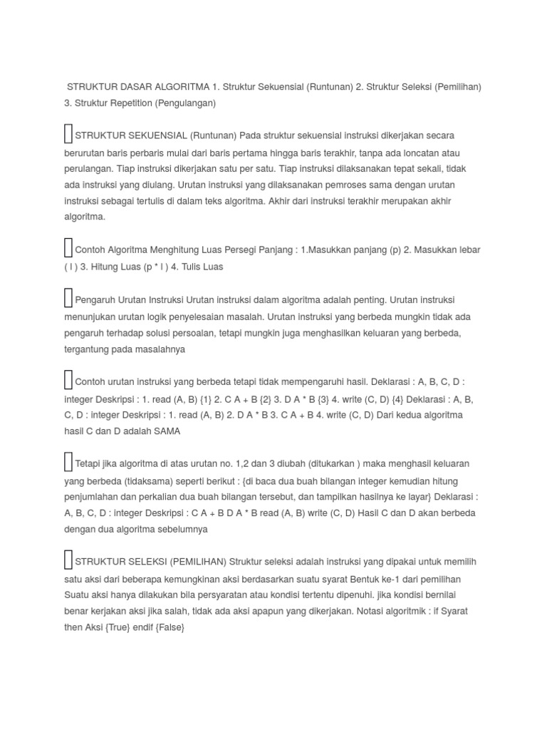 Struktur Dasar Algoritma 1 | PDF