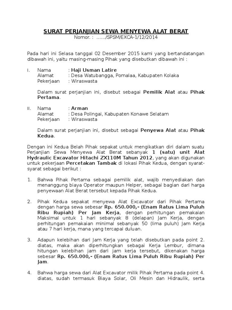 Suratperjanjiansewamenyewaalatberat1 150709033206 Lva1 App6891 Pdf