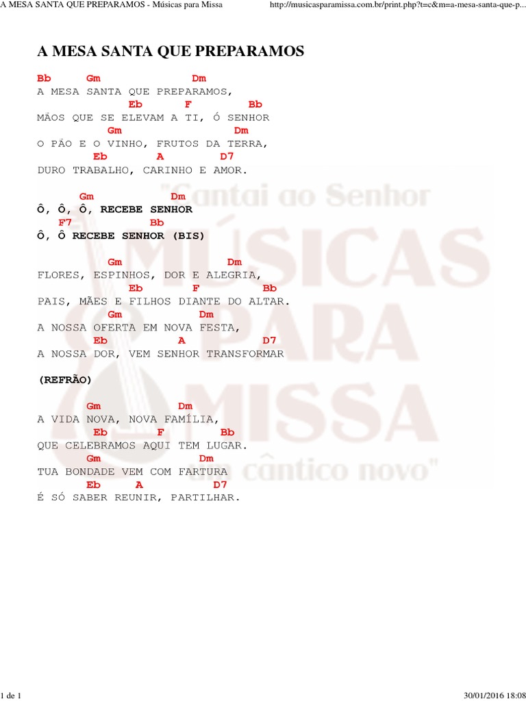Cifra e Letra: A Mesa Santa | PDF