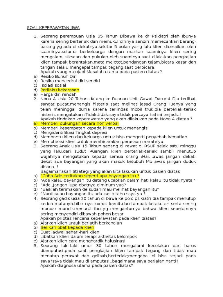 Soal Keperawatan Jiwa Ujikom U