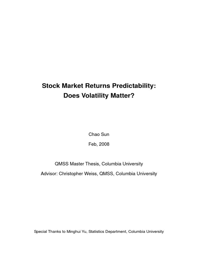 Stock Market Predictability and Volatility | PDF | Volatility (Finance ...