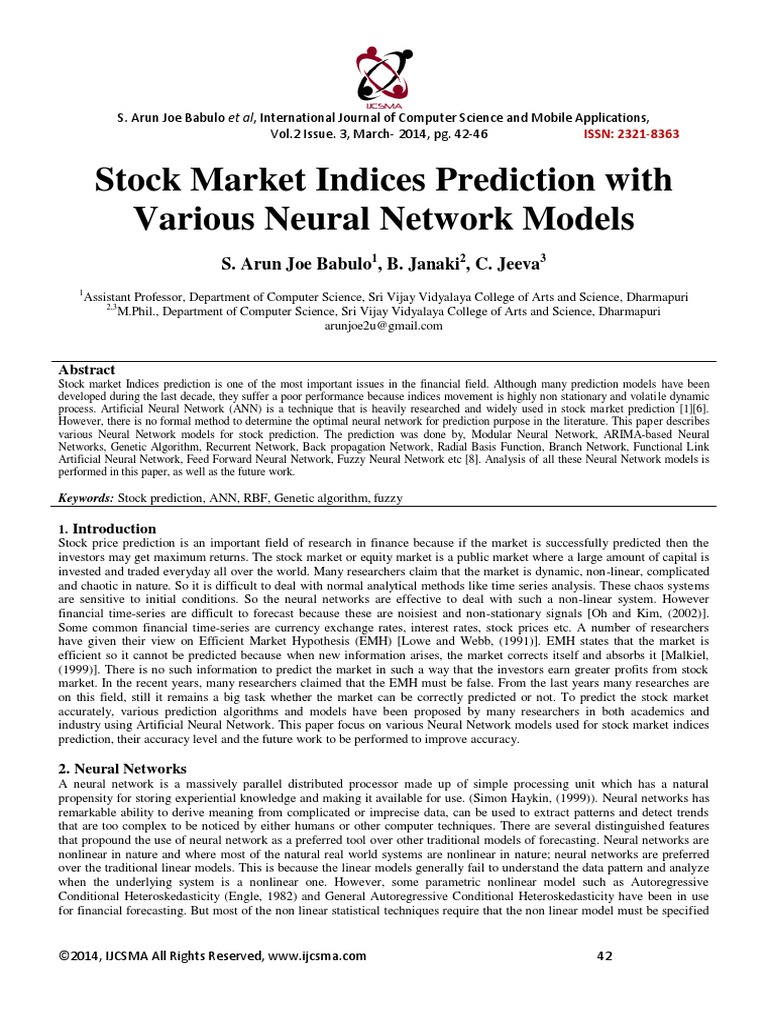 Stock Market Prediction Using Neural Networks | PDF | Artificial Neural ...