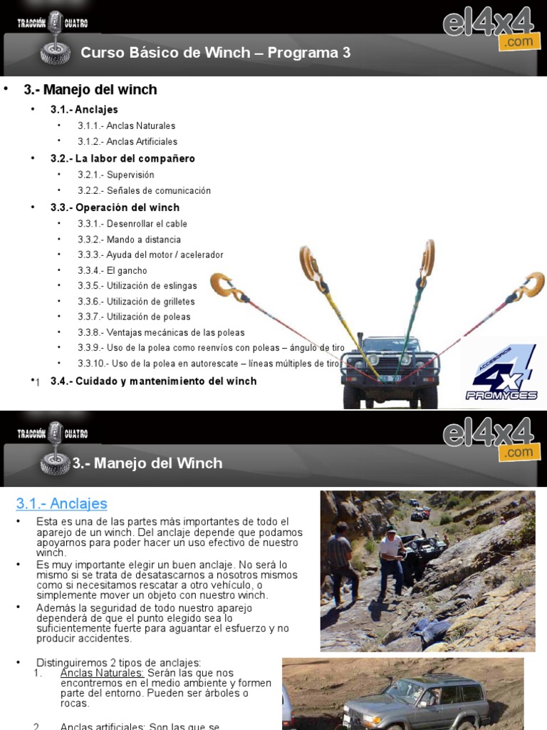 Uso de Poleas en Winches | PDF | Palanca | Batería (electricidad)