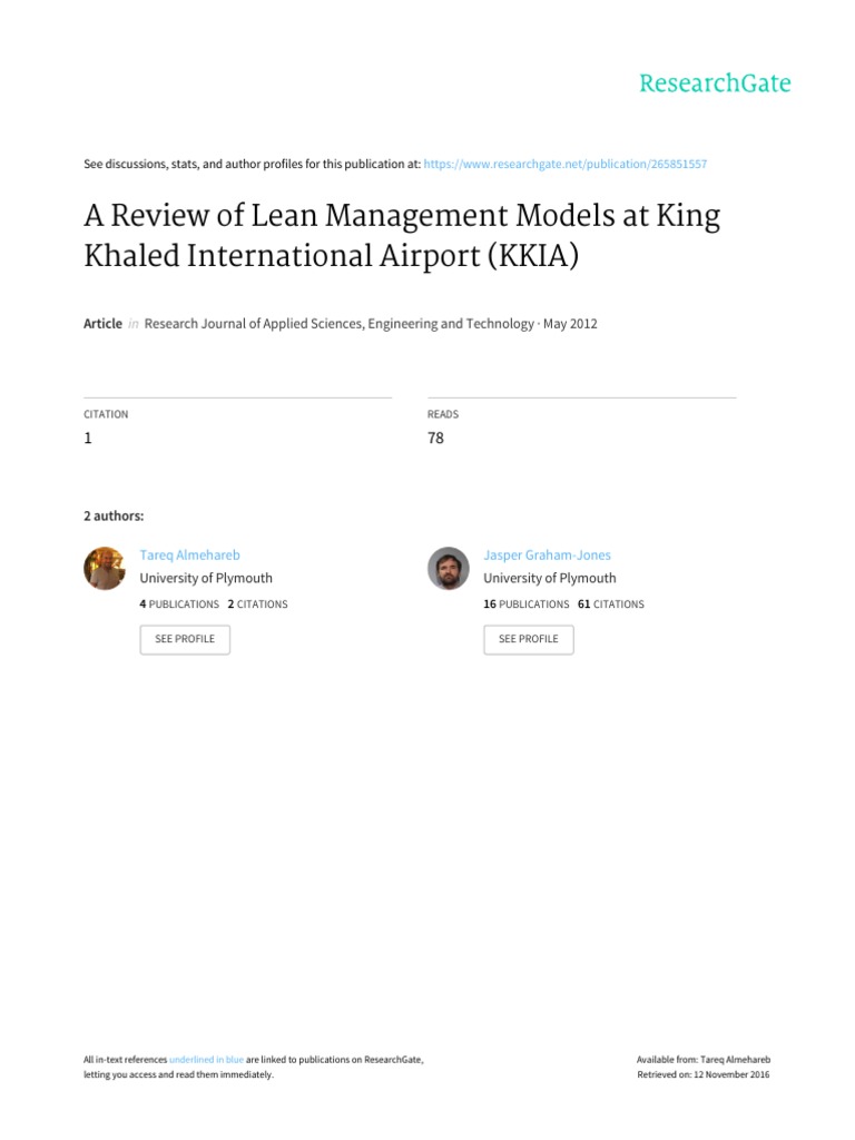 A Review of Lean Management Models at Airports | PDF | Lean ...