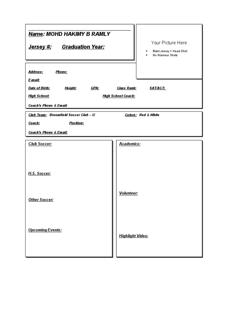 BSC Player Profile f13 - Template | PDF