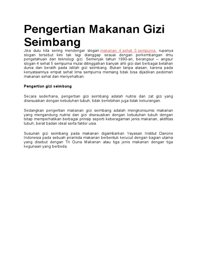 Pengertian Makanan Gizi Seimbang Pdf