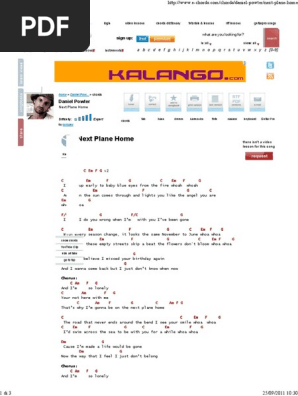 Next Plane Home Chords By Daniel Powter Pdf Songs Recorded Music