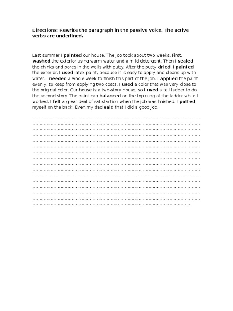 Passive Voice Paragraph Exercise | PDF | Art