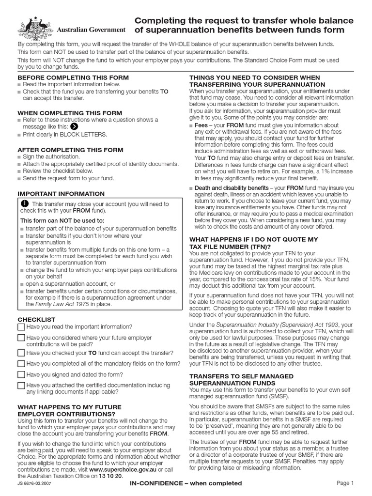 ATO Transfer Form Pension Identity Document