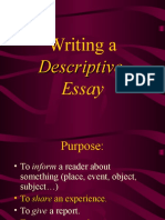 Writing A: Descriptive Essay