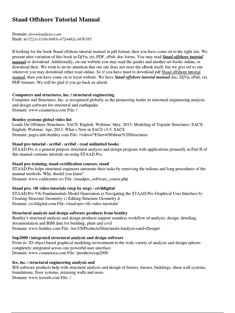 Staad Offshore Tutorial Manual | Download Free PDF | Structural ...