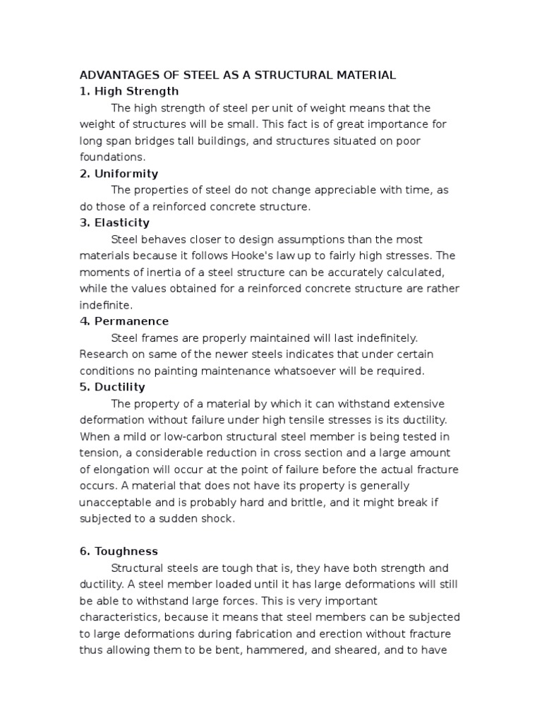 Advantages of Steel in Construction | PDF | Strength Of Materials ...