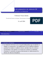 Cours - Méthodologie de La Préparation Du Mémoire PDF