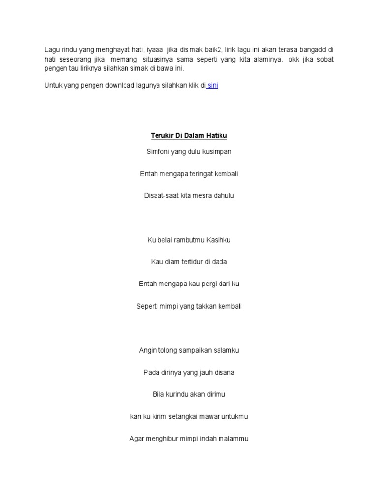 Lirik Lagu Angin Tolong Sampaikan Salamku