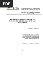 Considerações Para o Controle Tecnológico de Obras Em Alvenaria Estrutural - Dissertação Ricardo Luiz Canato