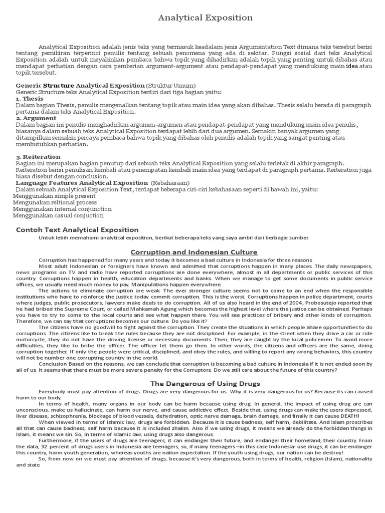 Contoh Teks Analytical Exposition Singkat Dan