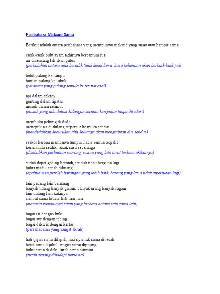 Peribahasa Maksud Sama Pdf