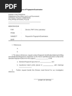 Sample Request Format of Fingerprint Examination