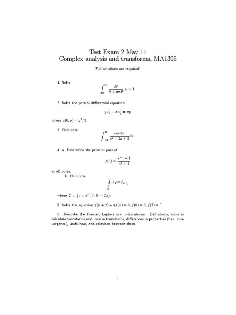 Complex Analysis And Transforms