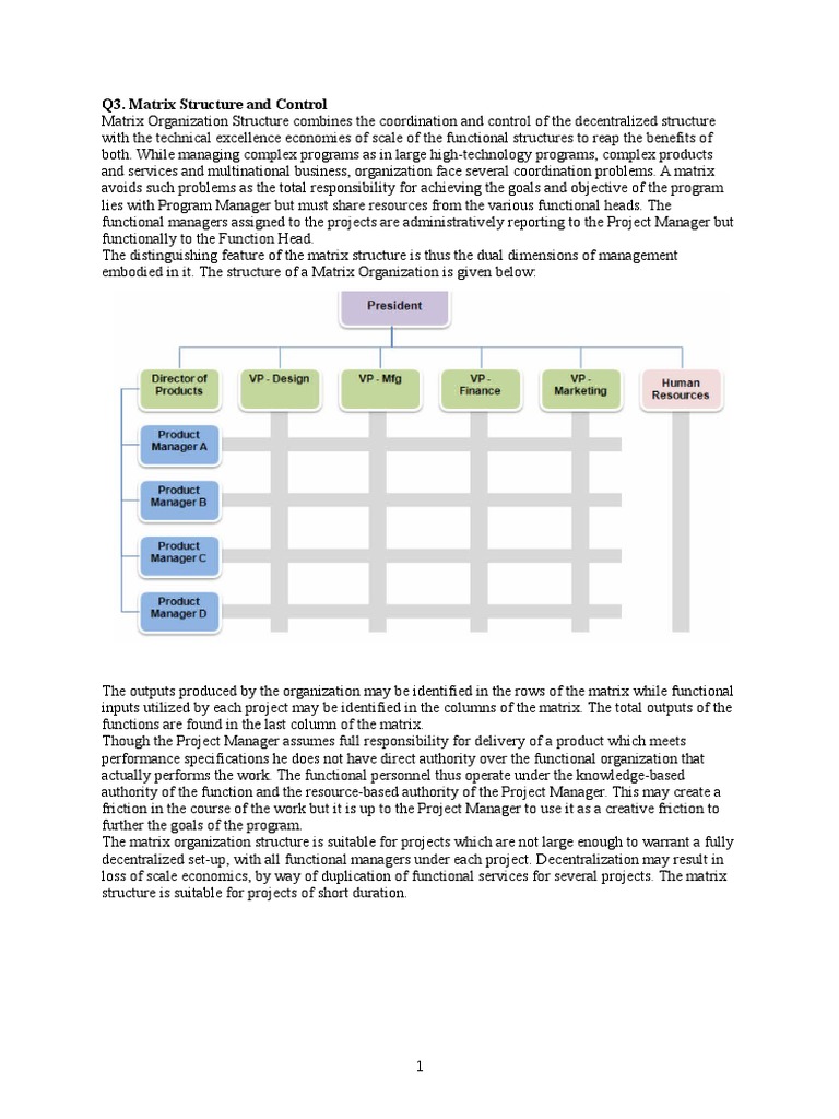 Matrix Structure: Coordination & Control | PDF