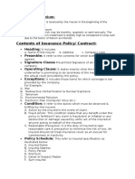 Contents of Insurance Policy/ Contract