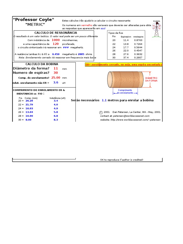 Professor Coyle Coil Calculator Guide | PDF | Inductor | Inductance