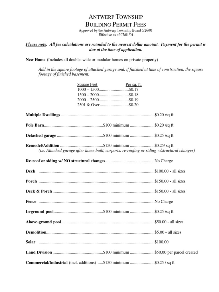 Permit NBSP Fees | PDF