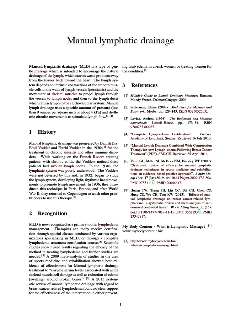 Manual Lymphatic Drainage | PDF | Lymphatic System | Clinical Medicine