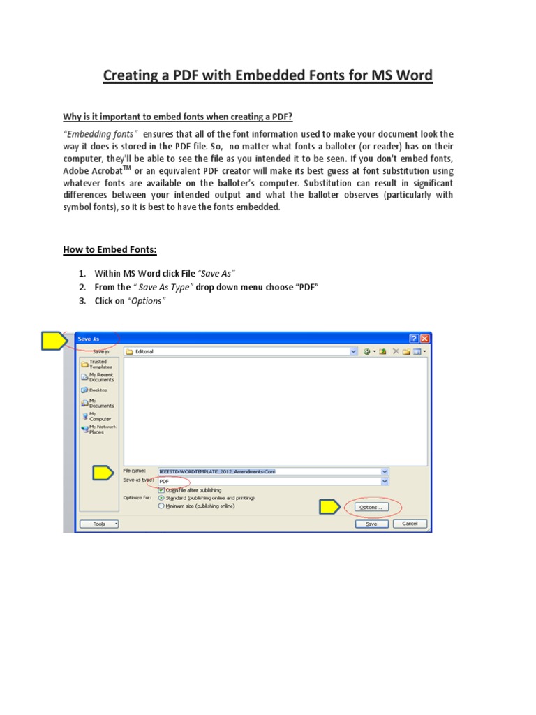 Creating A PDF With Embedded Fonts For MS Word How To Embed Fonts PDF