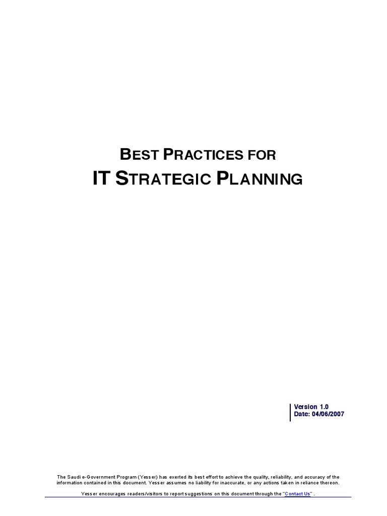 Best Practices For IT Strategic Planning en PDF | PDF | Strategic ...