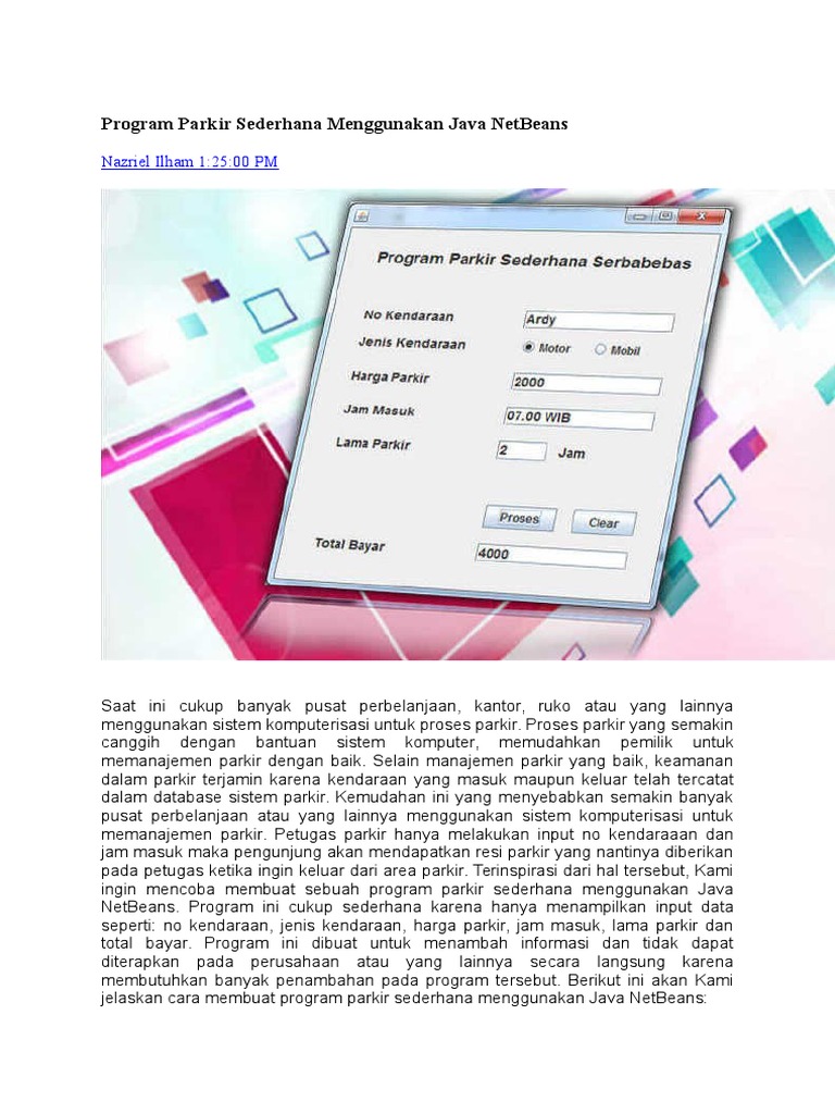 Program Parkir Sederhana dengan Java | PDF