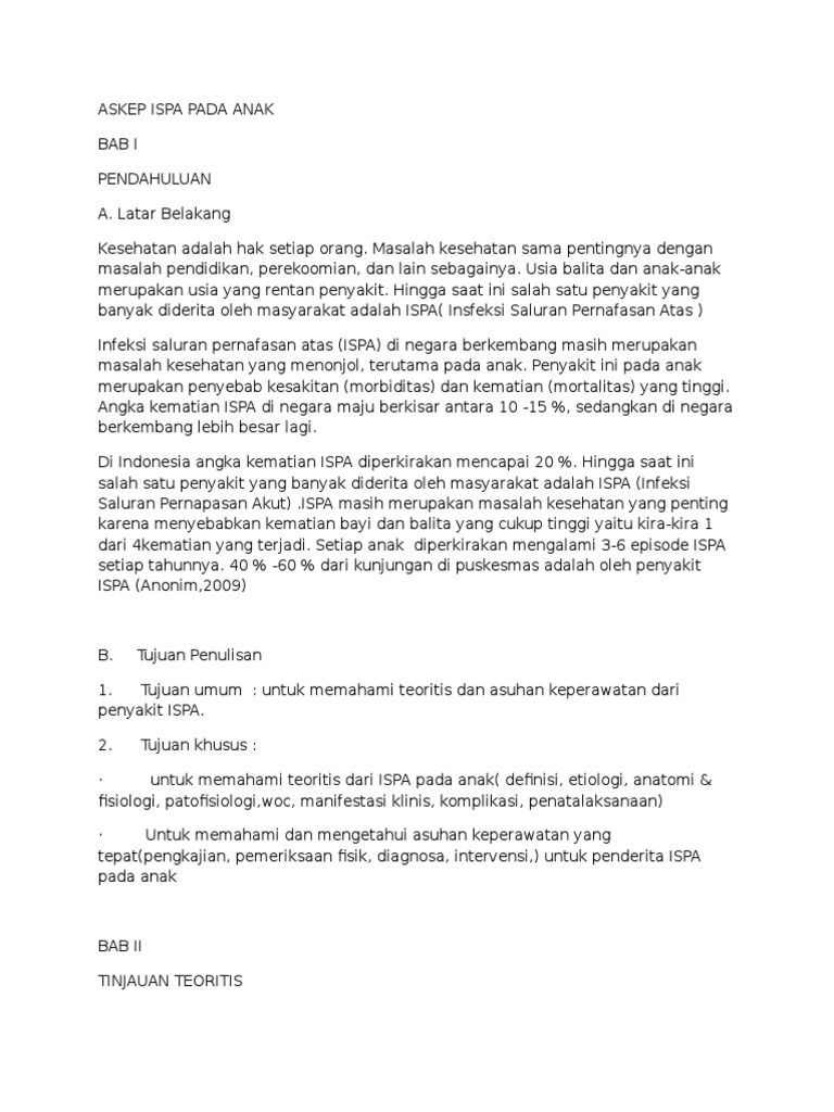 Konsep asuhan keperawatan ispa pada anak pdf
