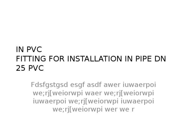 PVC Pipe Fitting Installation Guide | PDF