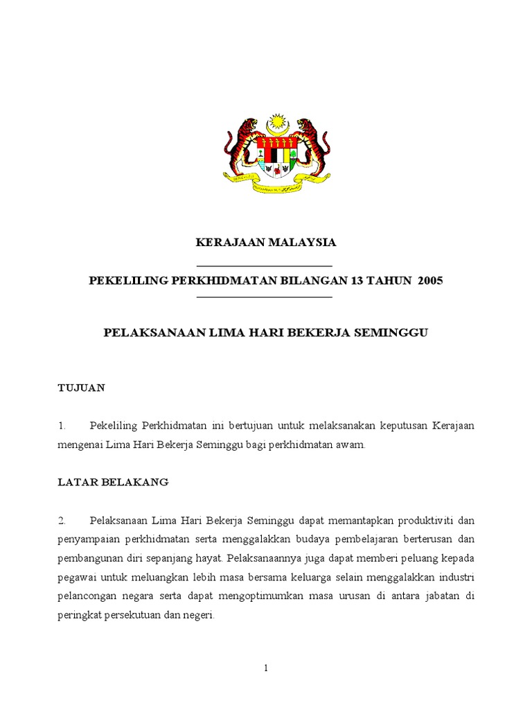 Kerja 5 Hari Seminggu  PDF