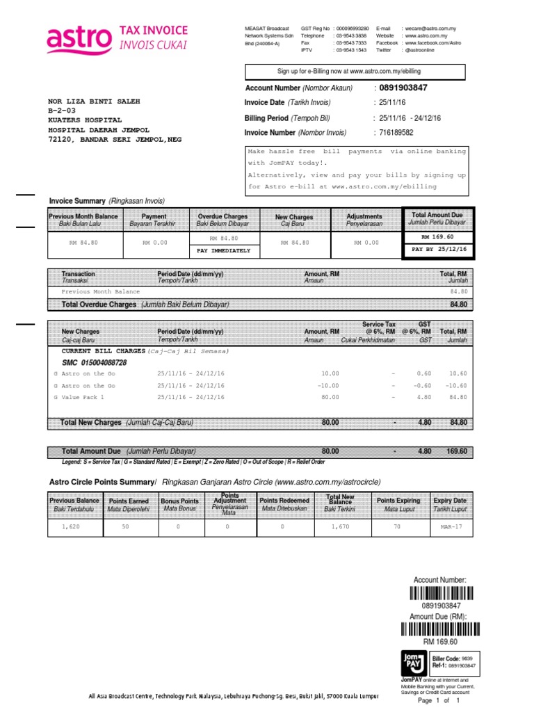 Astro ebilling document title for MEASAT Broadcast Network Systems Sdn Bhd customer invoice PDF