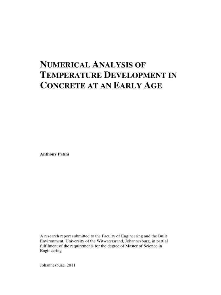 Numerical Analysis of Temperature Development in Concrete at An Early ...