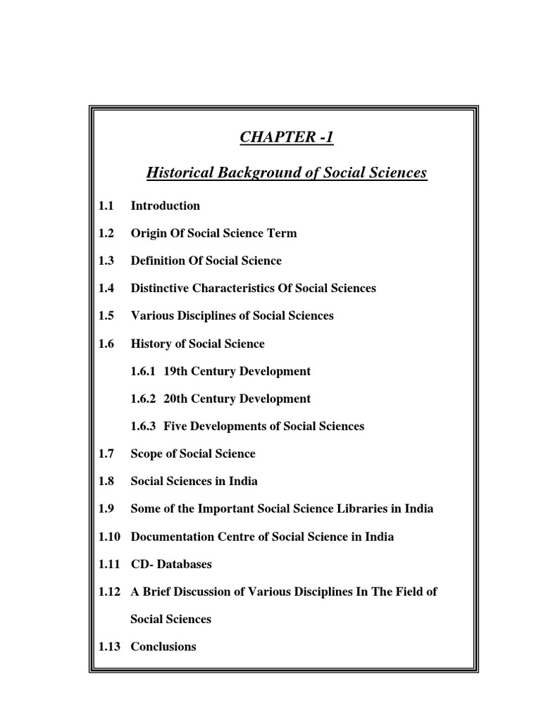 Historical Background of Social Science PDF Social Science Sociology