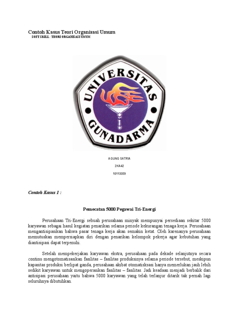 Contoh Kasus Teori Organisasi