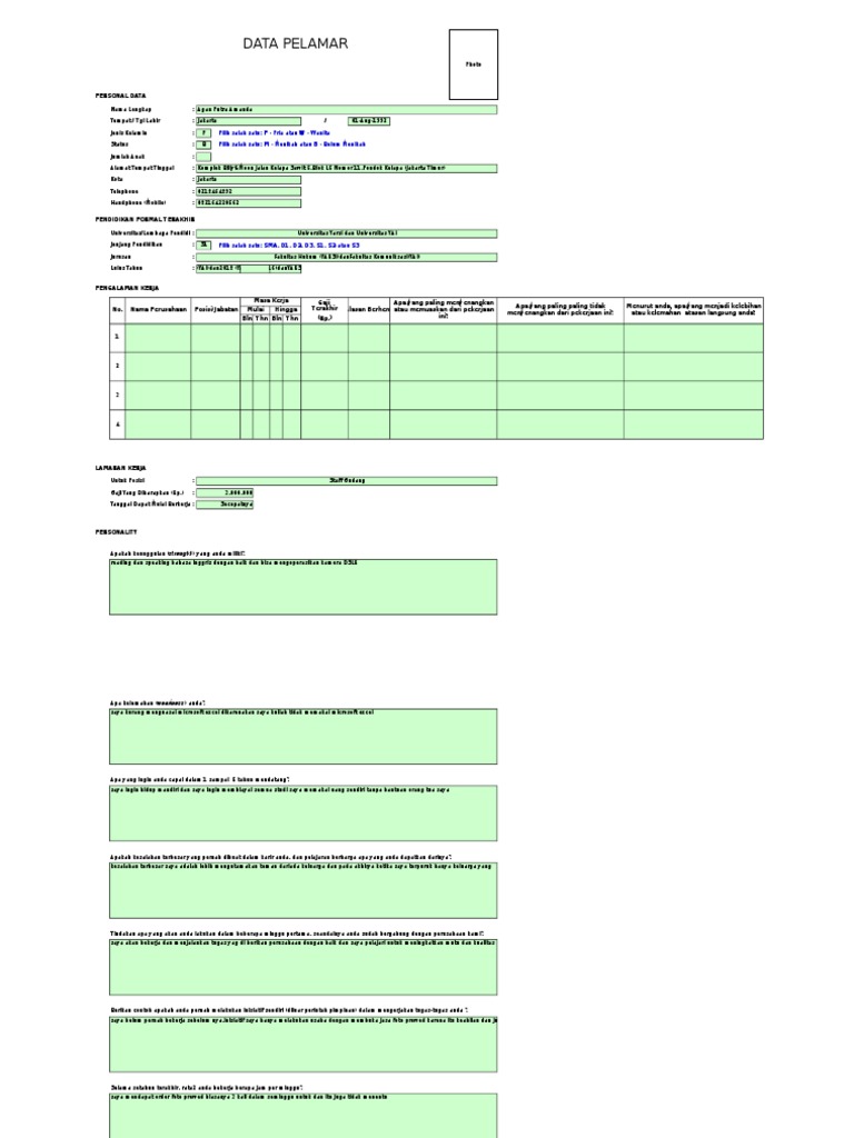 Data Pelamar Staff Gudang Jakarta | PDF | Karier & Perkembangan
