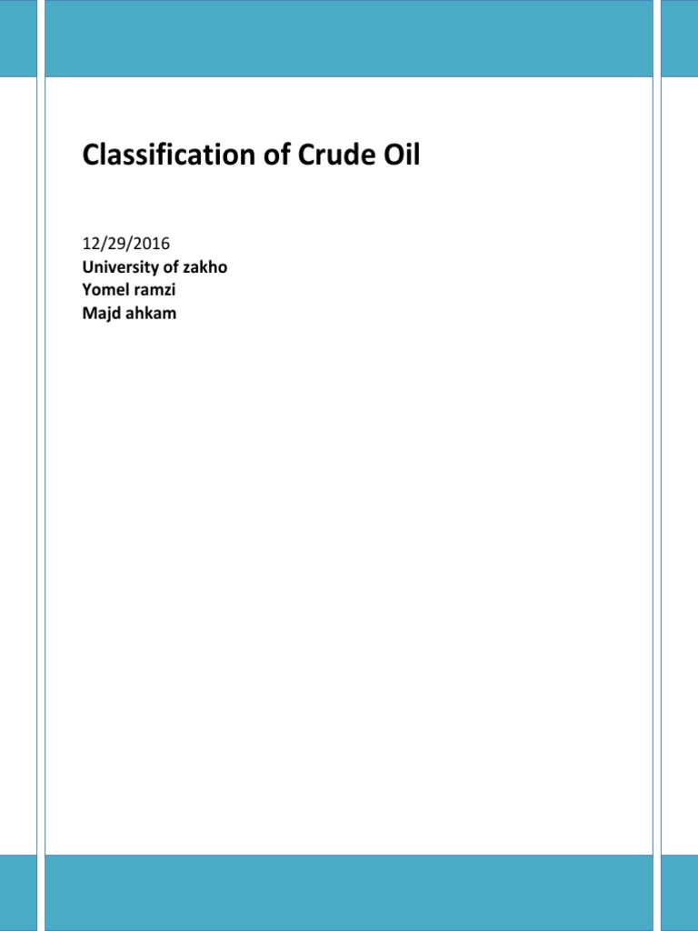 Crude Oil Classification PDF Fuel Oil Petroleum