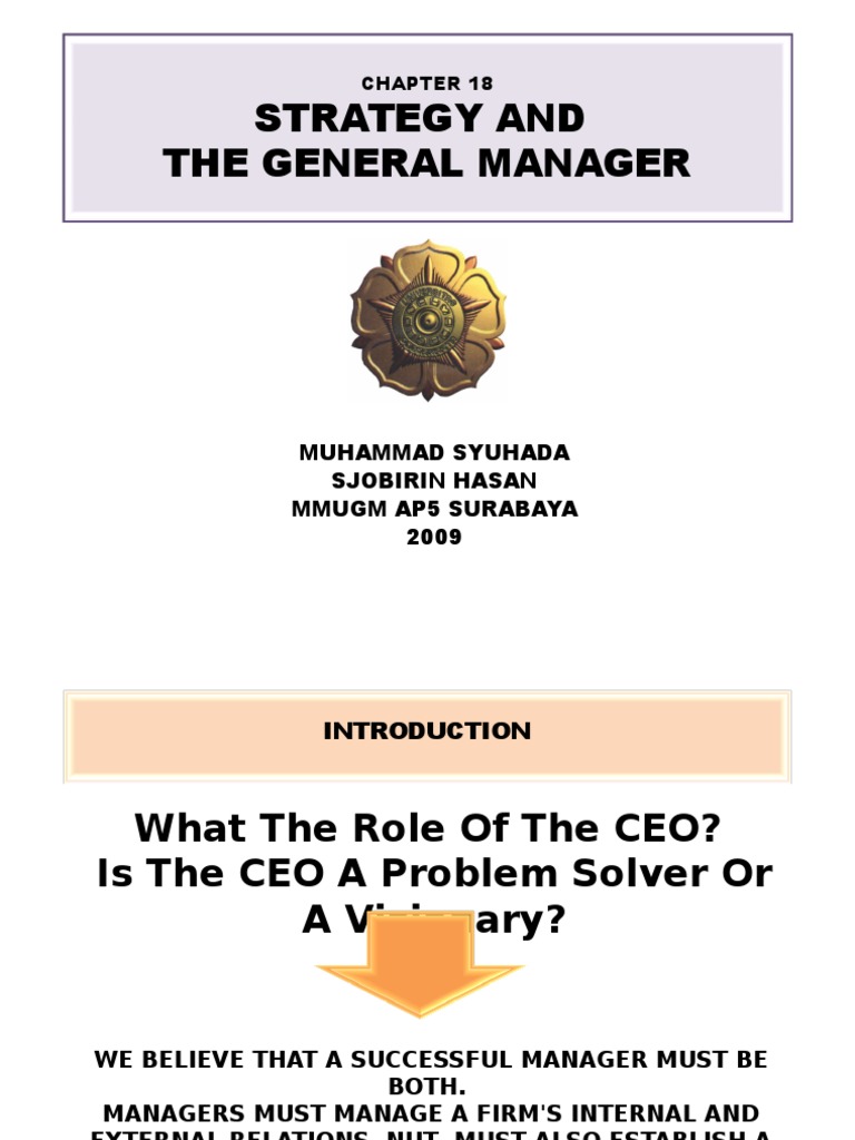 Chapter+18 +Strategy+&+General+Manager | PDF