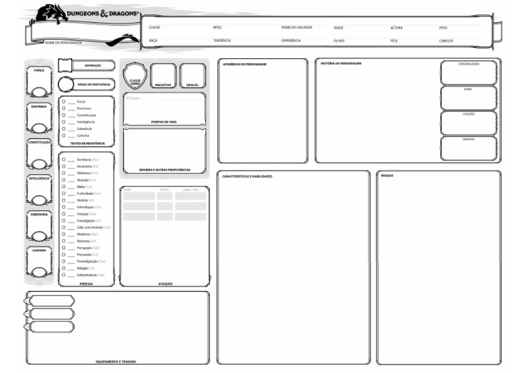 Ficha D&D 5E Horizontal PDF