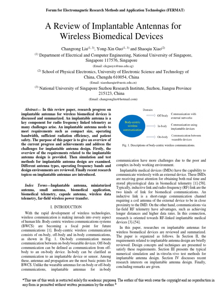 A Review of Implantable Antennas For Wireless Biomedical Devices | PDF ...