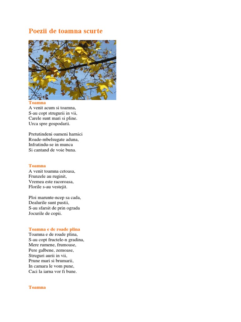 Poezii De Toamna Scurte